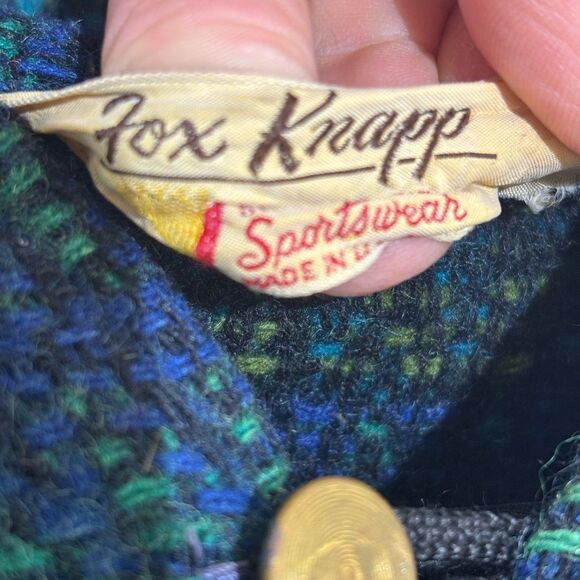 Vintage Fox Knapp Men's Wool Pullover Peak Collar Sweater - Picture 2 of 8